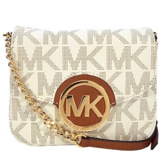 Michael Kors Smqll Fulton Crossbody Vanilla Logo